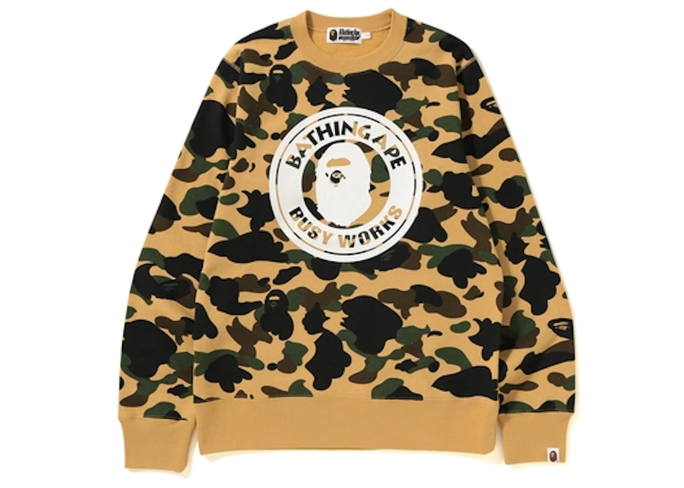 BAPE 1st Camo Busy Works Crewneck Yellow