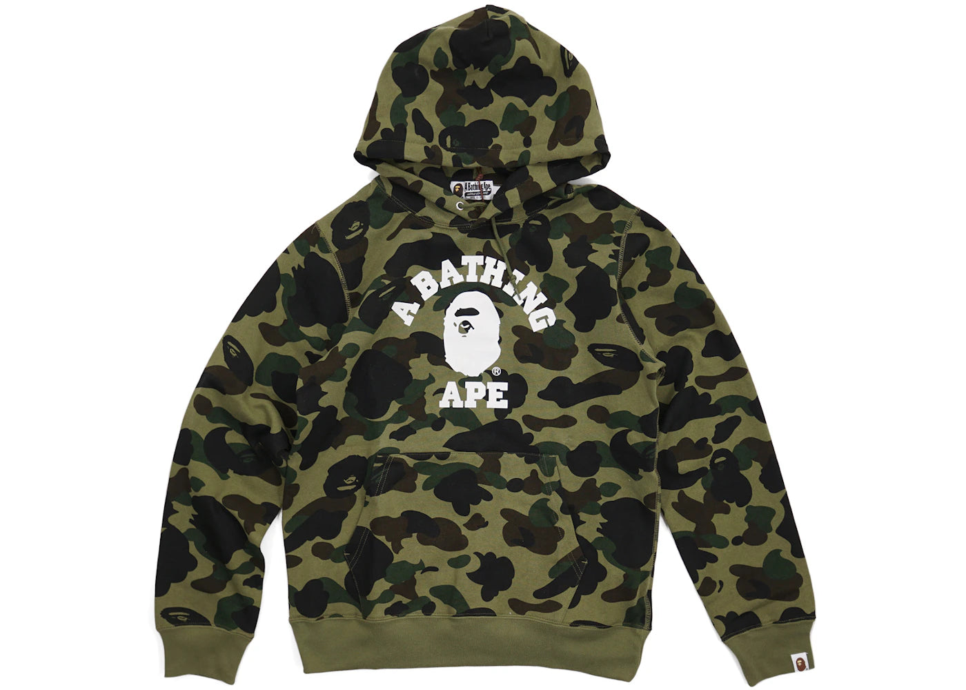 BAPE 1st Camo College Logo ATS Pullover Hoodie Green