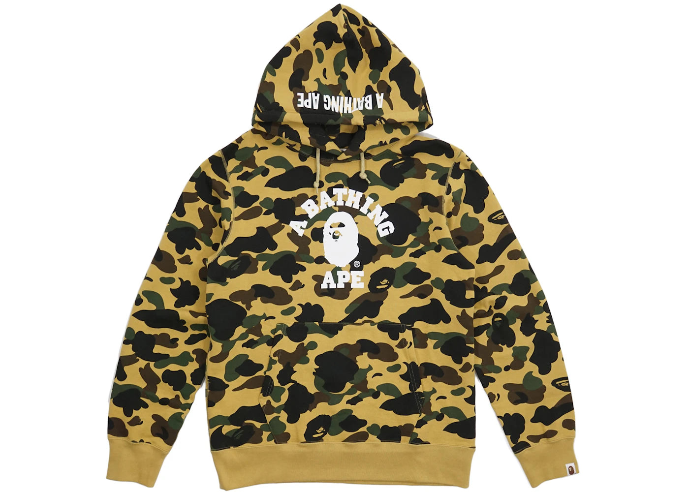 BAPE 1st Camo College Logo Pullover Hoodie Yellow