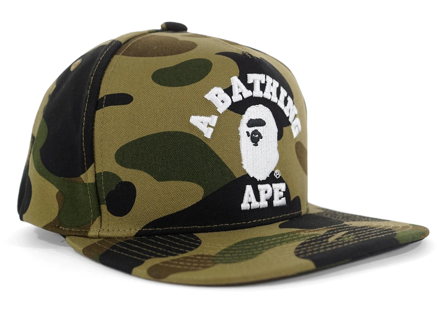 BAPE 1st Camo College Logo Snapback Green