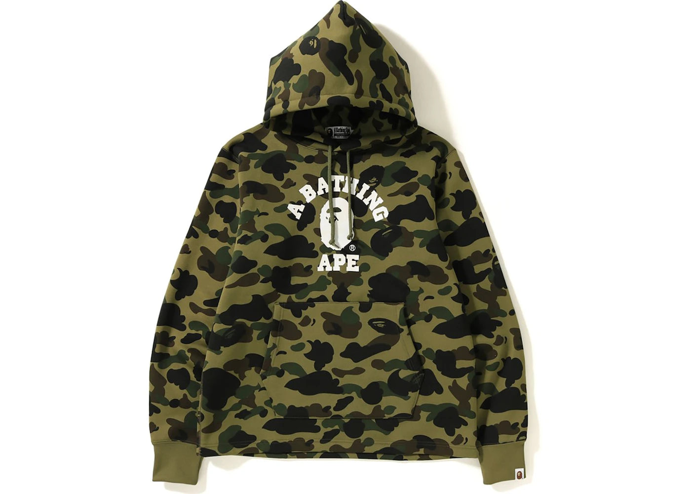 BAPE 1st Camo College Wide Pullover Hoodie Green