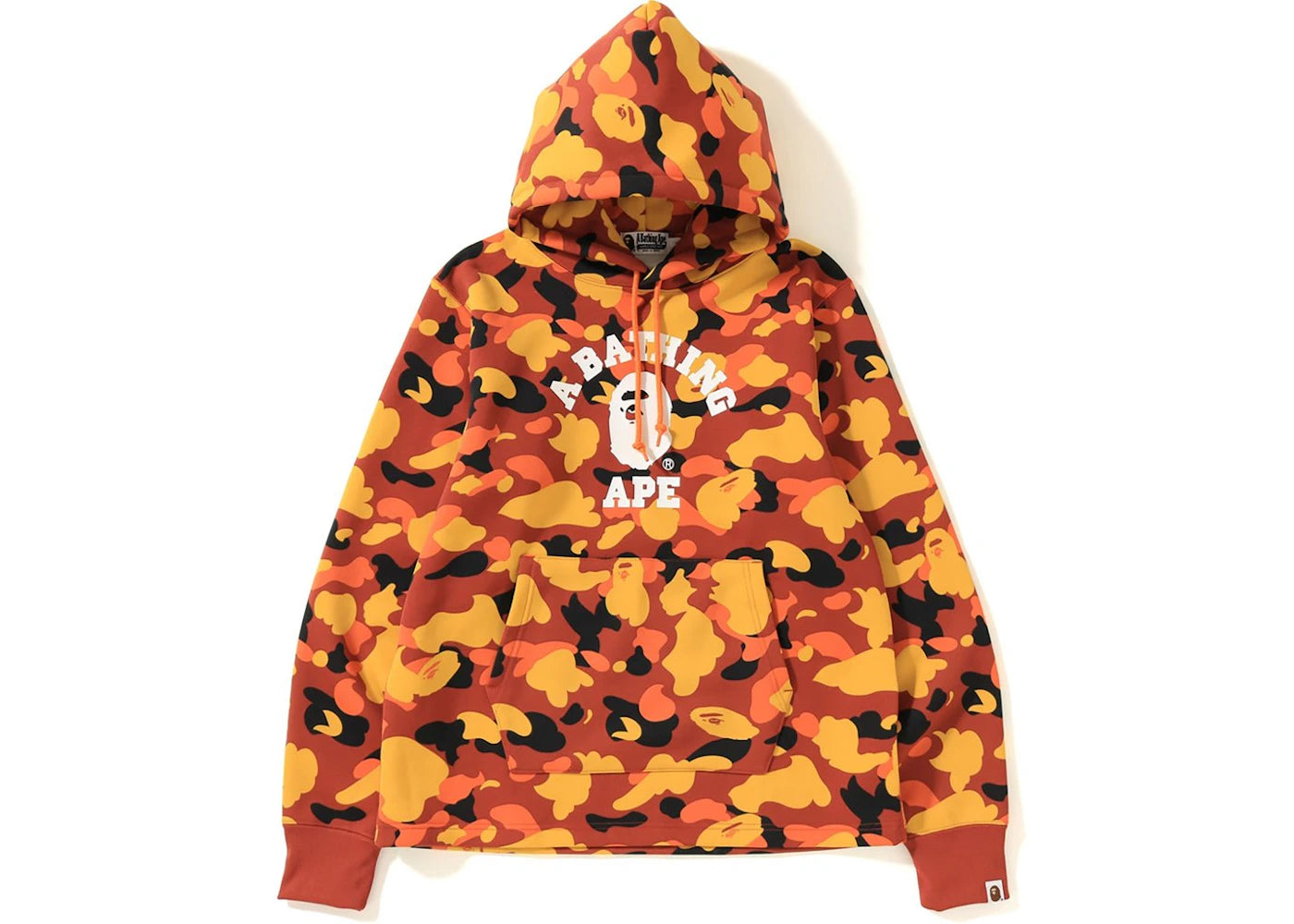 BAPE 1st Camo College Wide Pullover Hoodie Orange