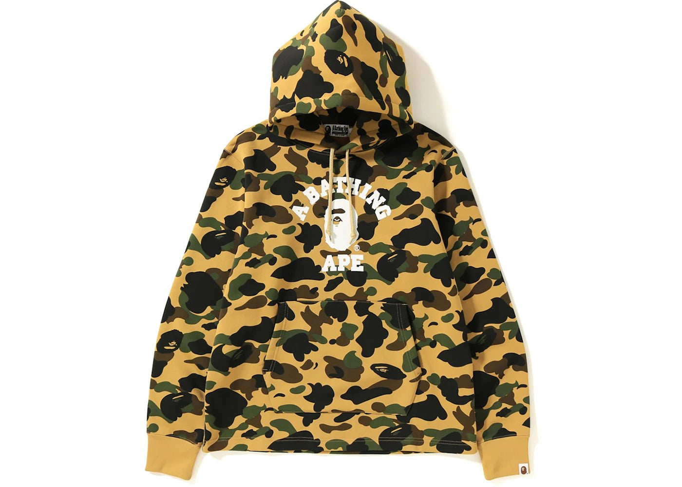 BAPE 1st Camo College Wide Pullover Hoodie Yellow