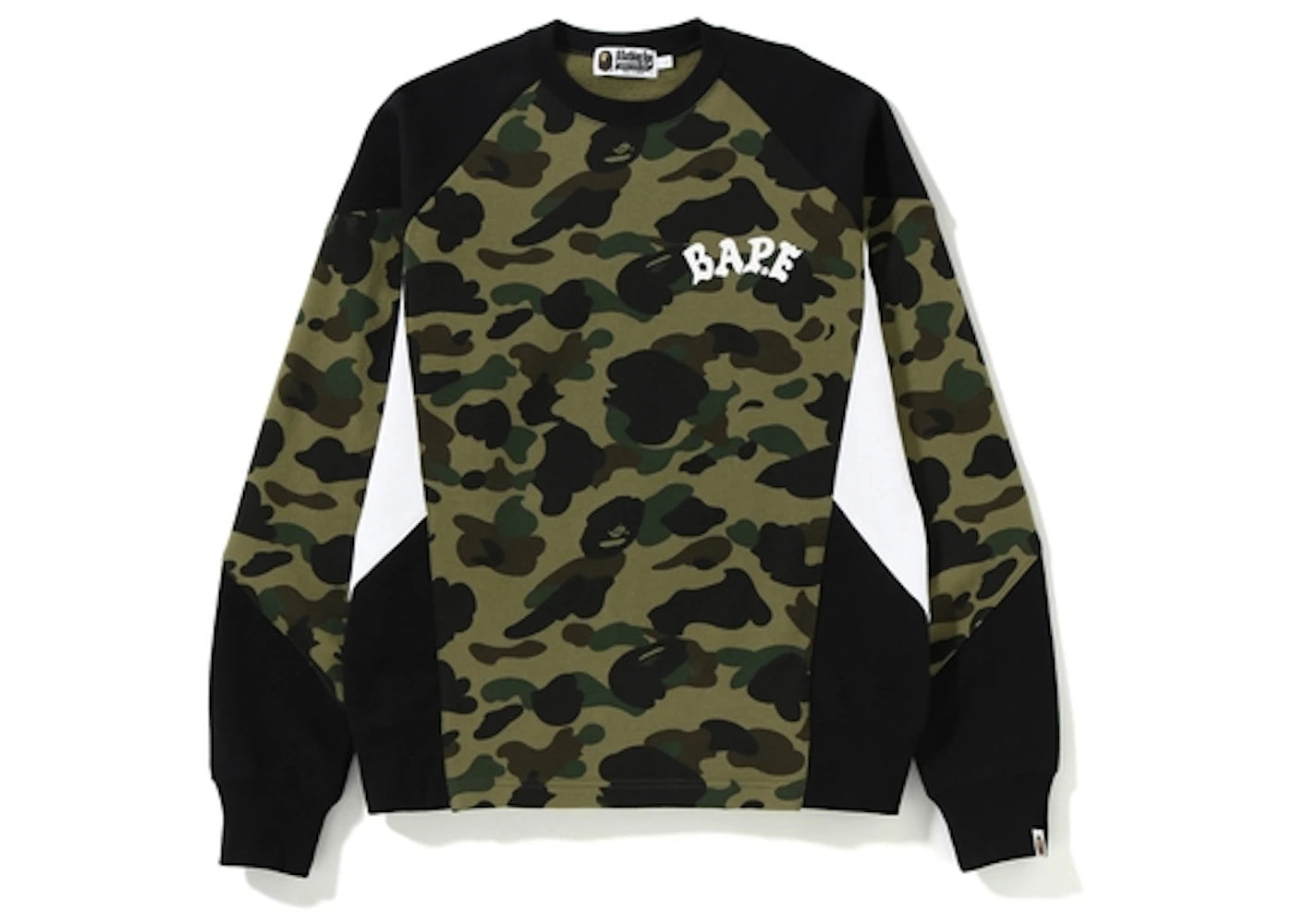 BAPE 1st Camo Color Block Crewneck Green