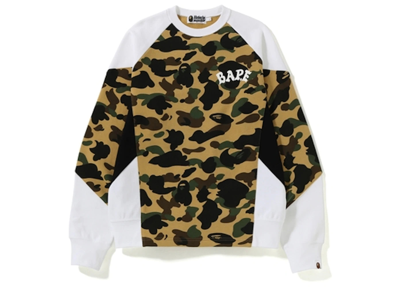 BAPE 1st Camo Color Block Crewneck Yellow