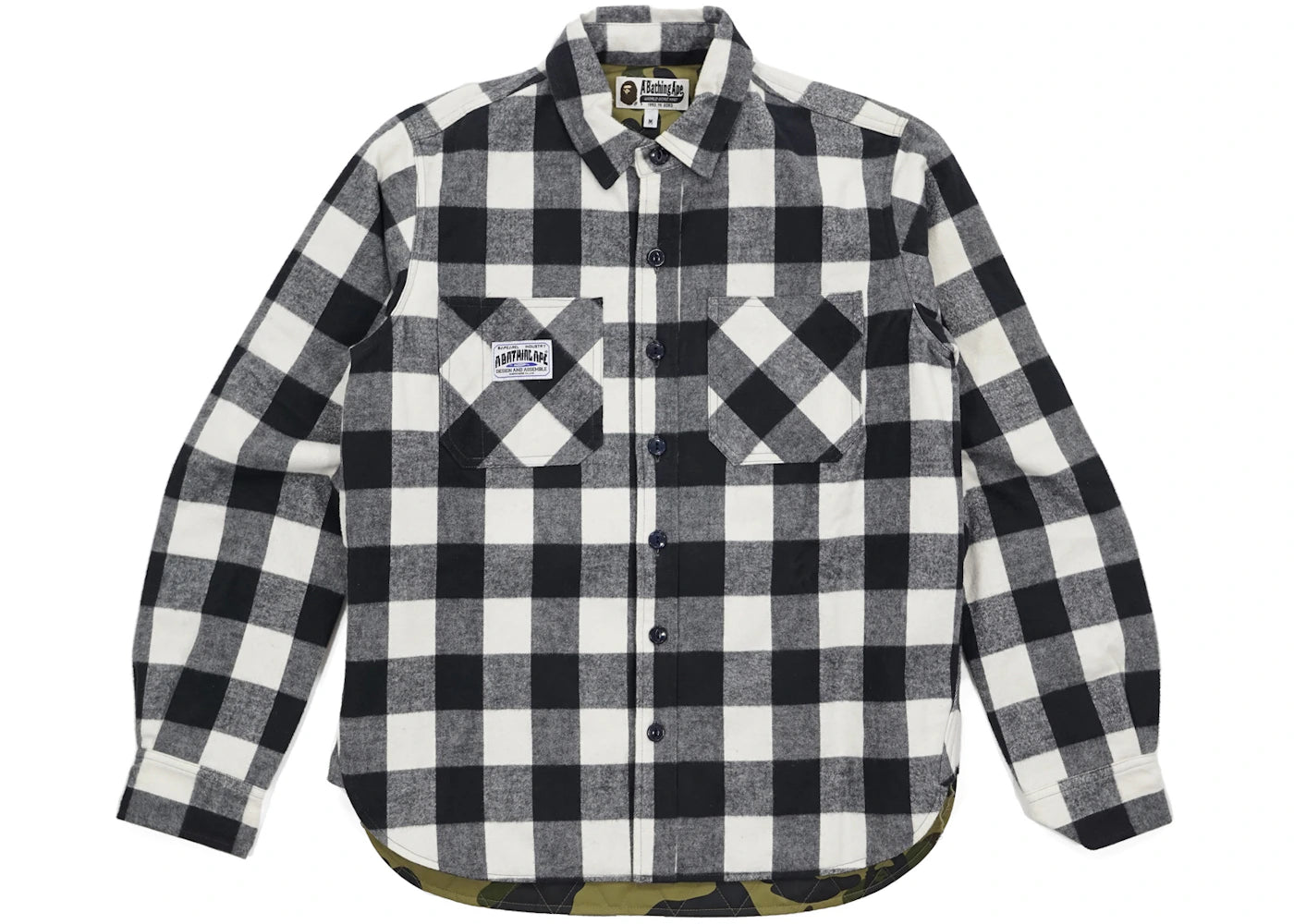 BAPE 1st Camo Quilted Lining Mountain Flannel Shirt Jacket Black/White