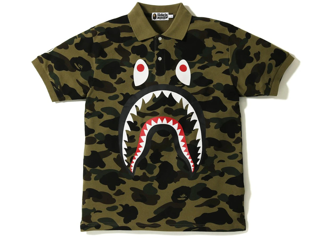 BAPE 1st Camo Shark Face Polo Green