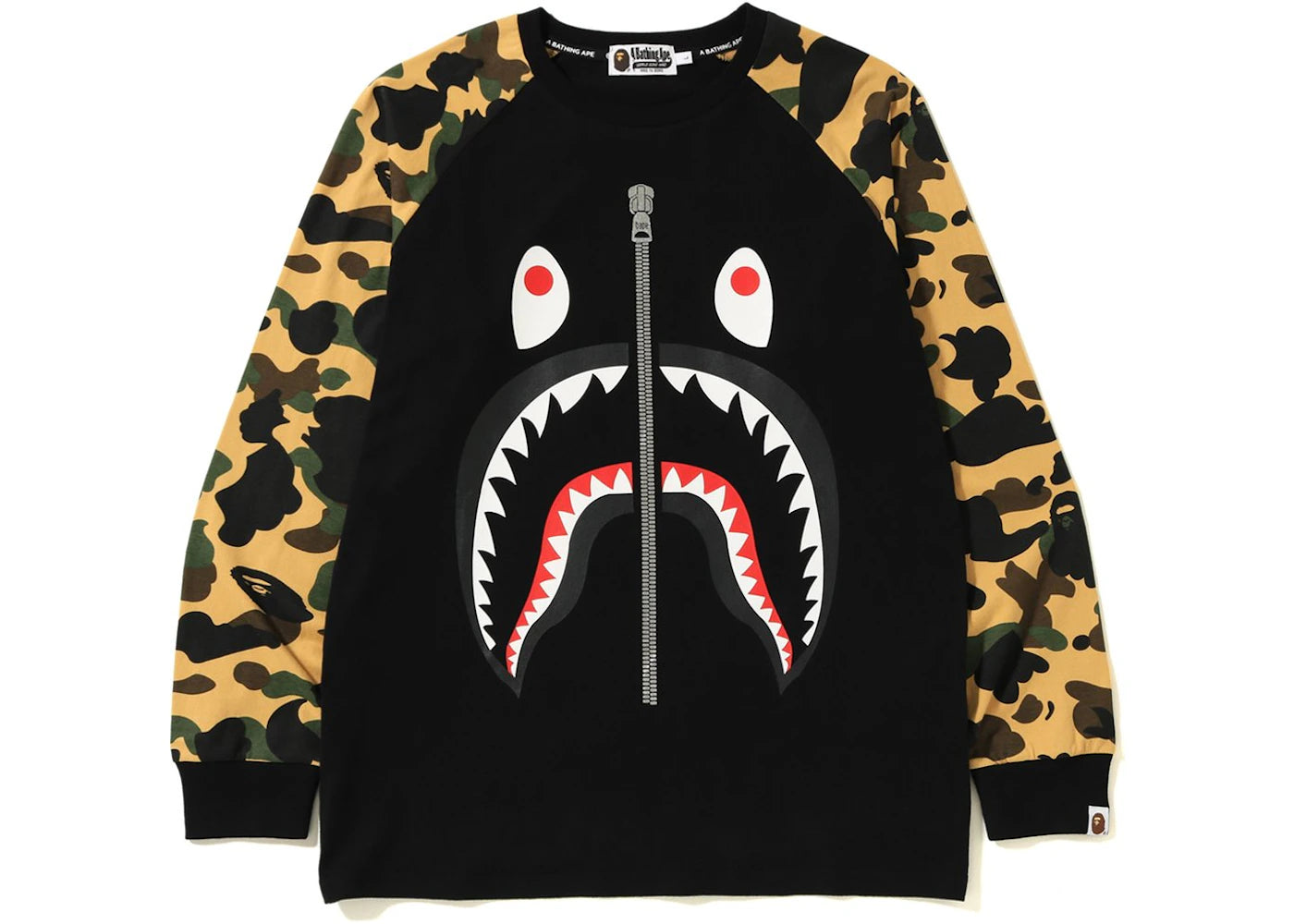 BAPE 1st Camo Shark LS Tee Black/Yellow