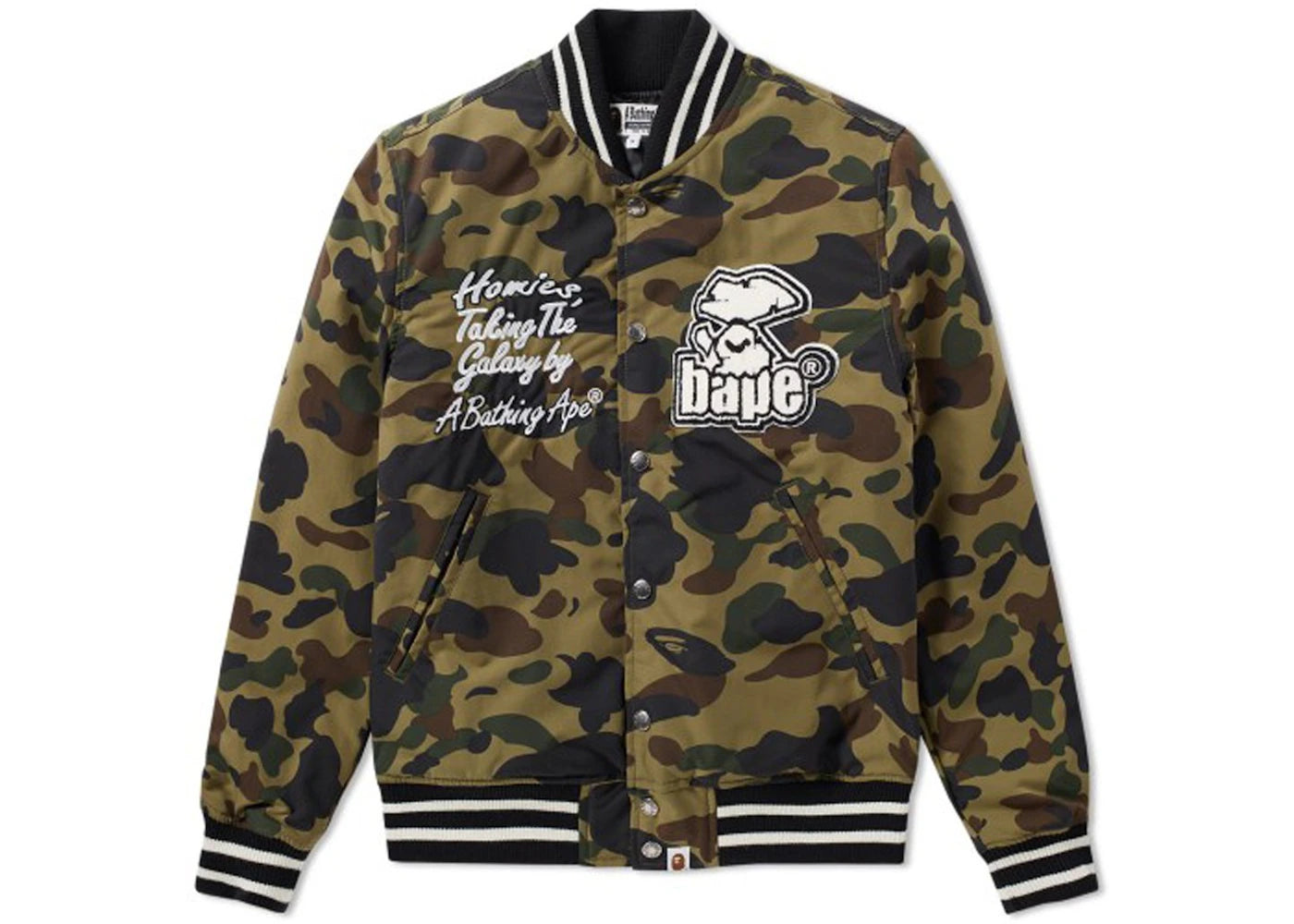 BAPE 1st Camo Varsity Jacket M Green