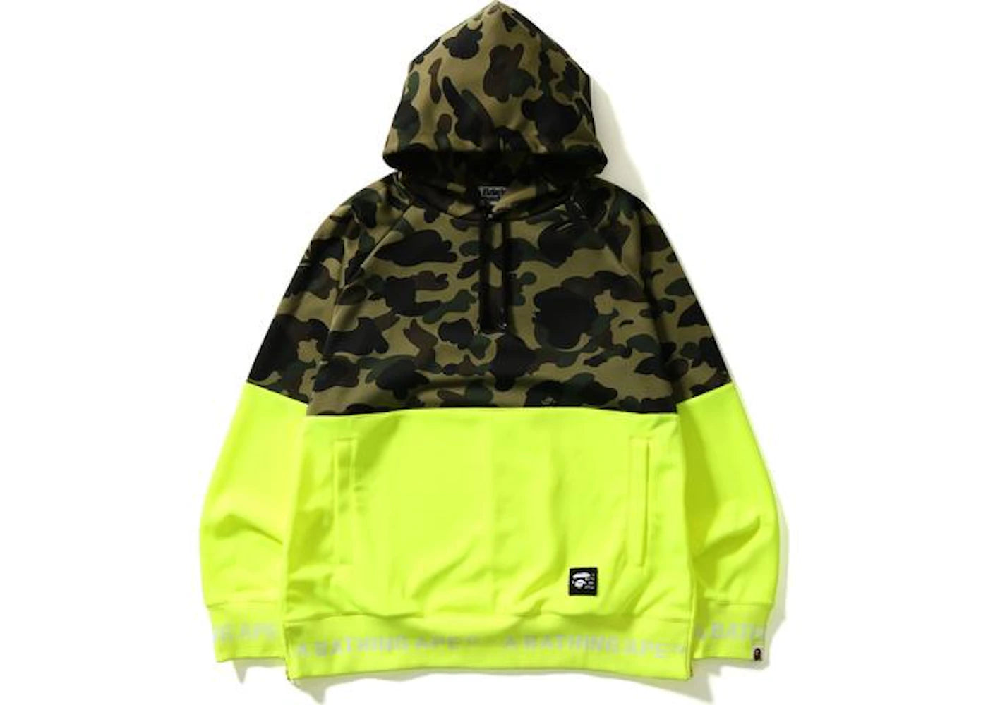 BAPE 1st Camo Wide Side Zip Pullover Hoodie Green/Lime