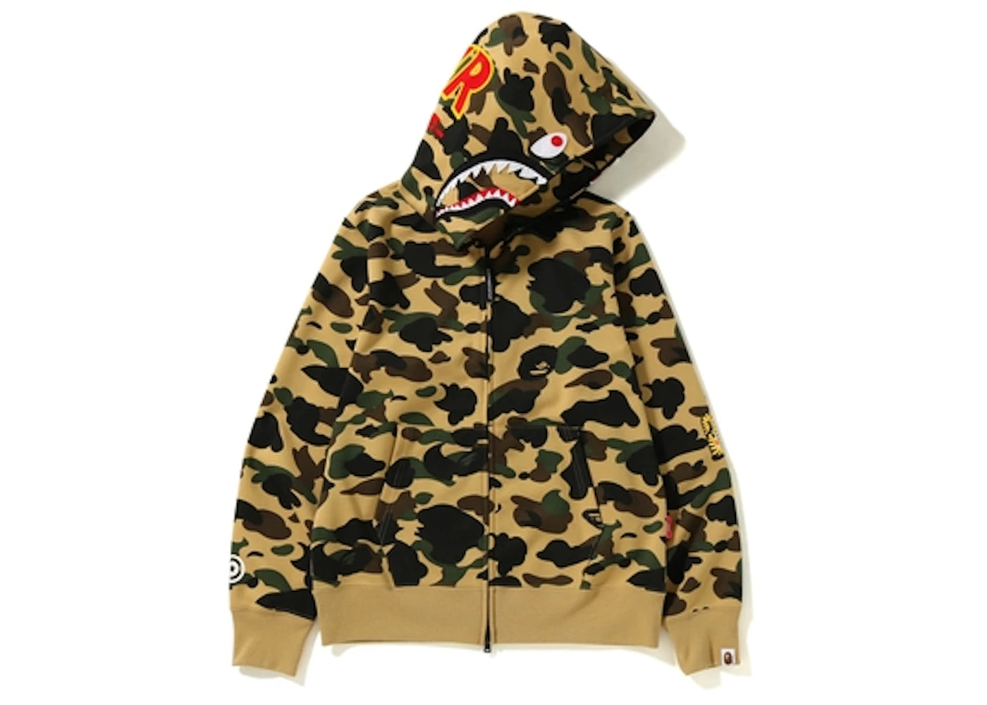 BAPE 1st Camo Windstopper PONR Shark Full Zip Hoodie Yellow