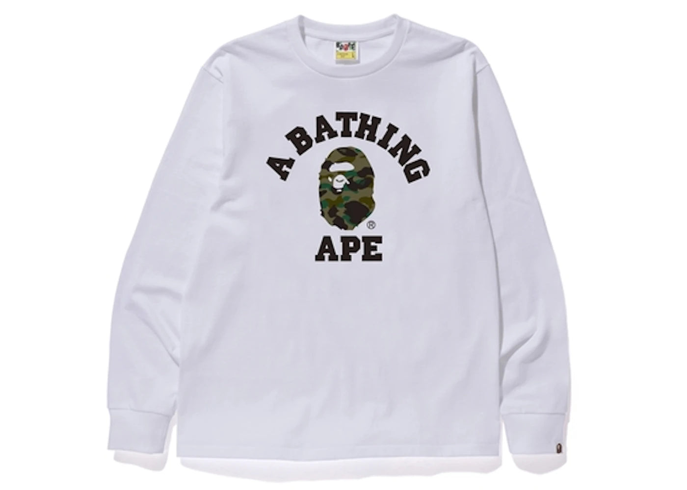 BAPE 1st Camo College L/S Tee White/Green