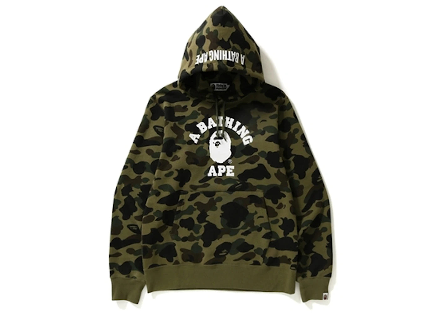 BAPE 1st Camo College Pullover Hoodie Green