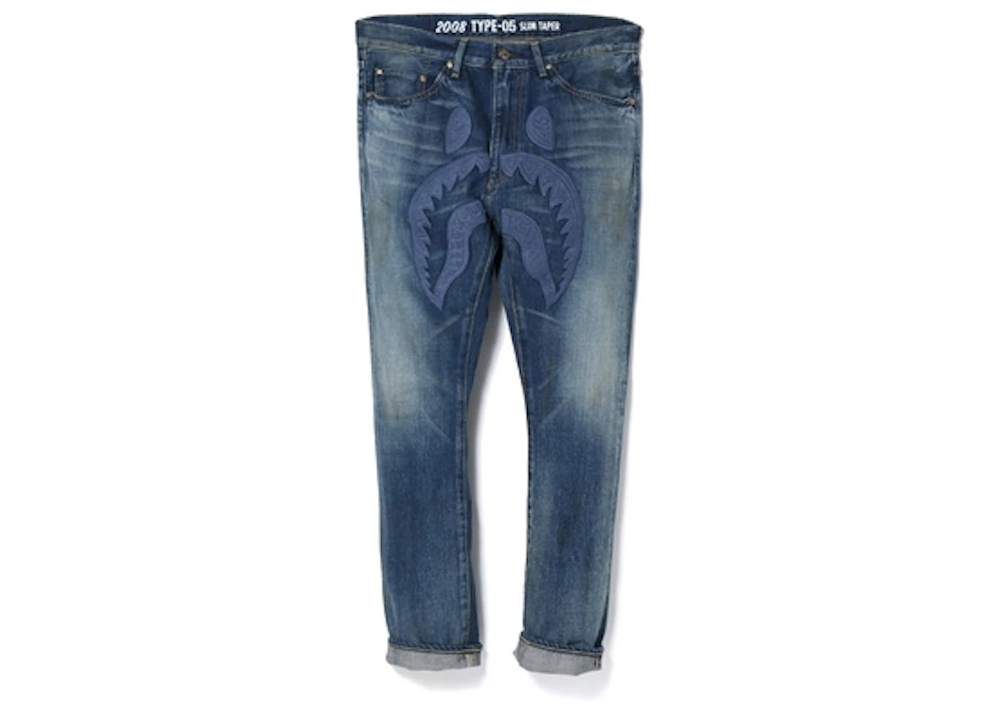 BAPE 2005 Type-05 Shark Embroidery Denim Pants Indigo
