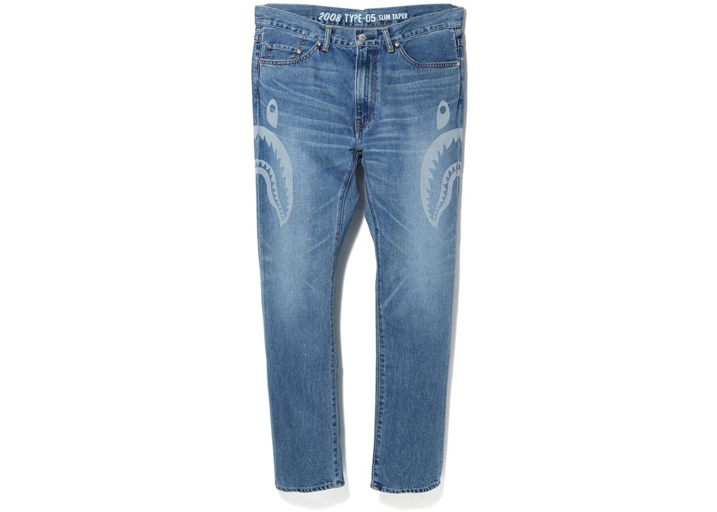 BAPE 2008 Type-05 Side Shark Damage Denim Pants Indigo
