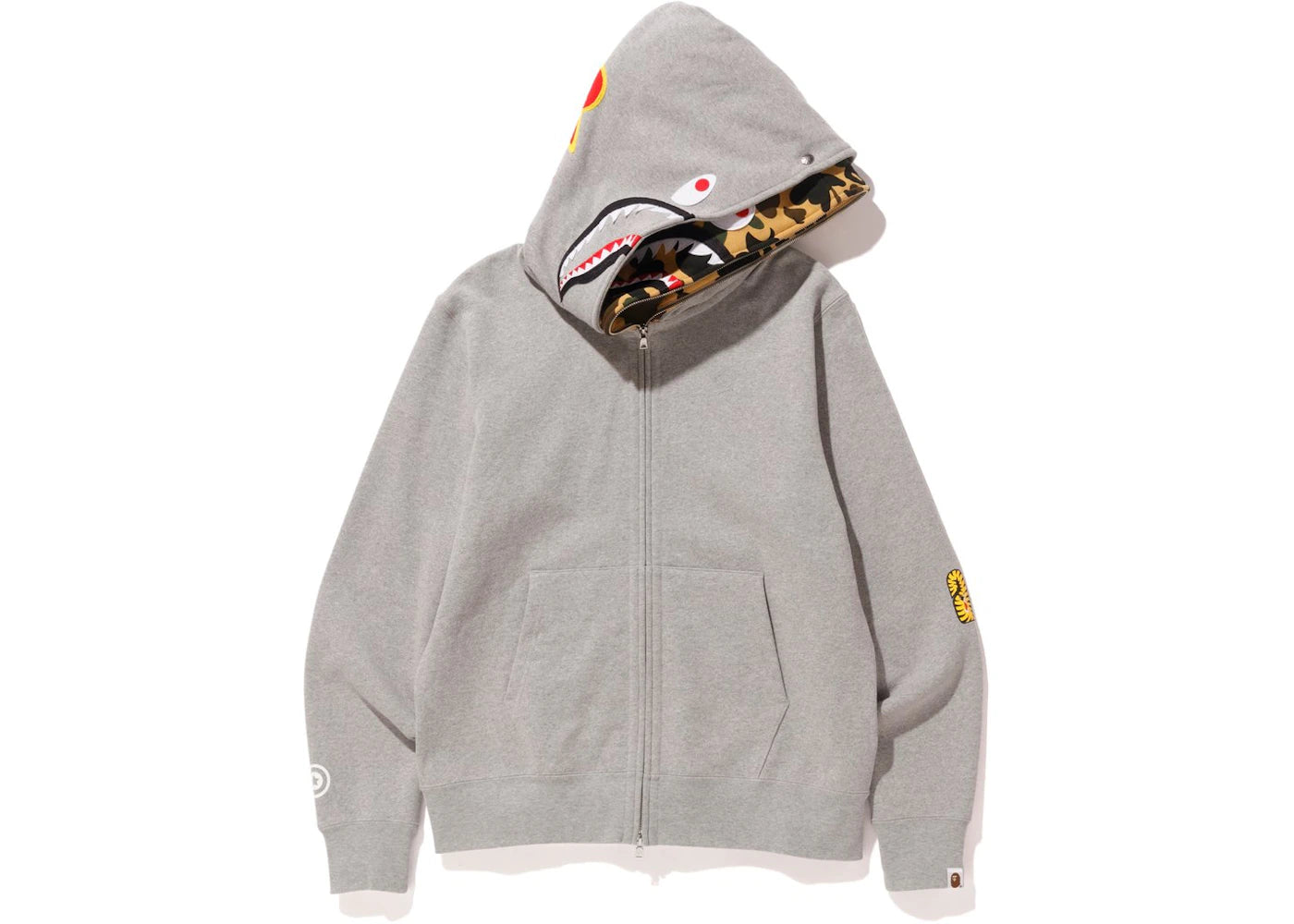 BAPE 2nd Shark Wide Full Zip Double Hoodie Gray
