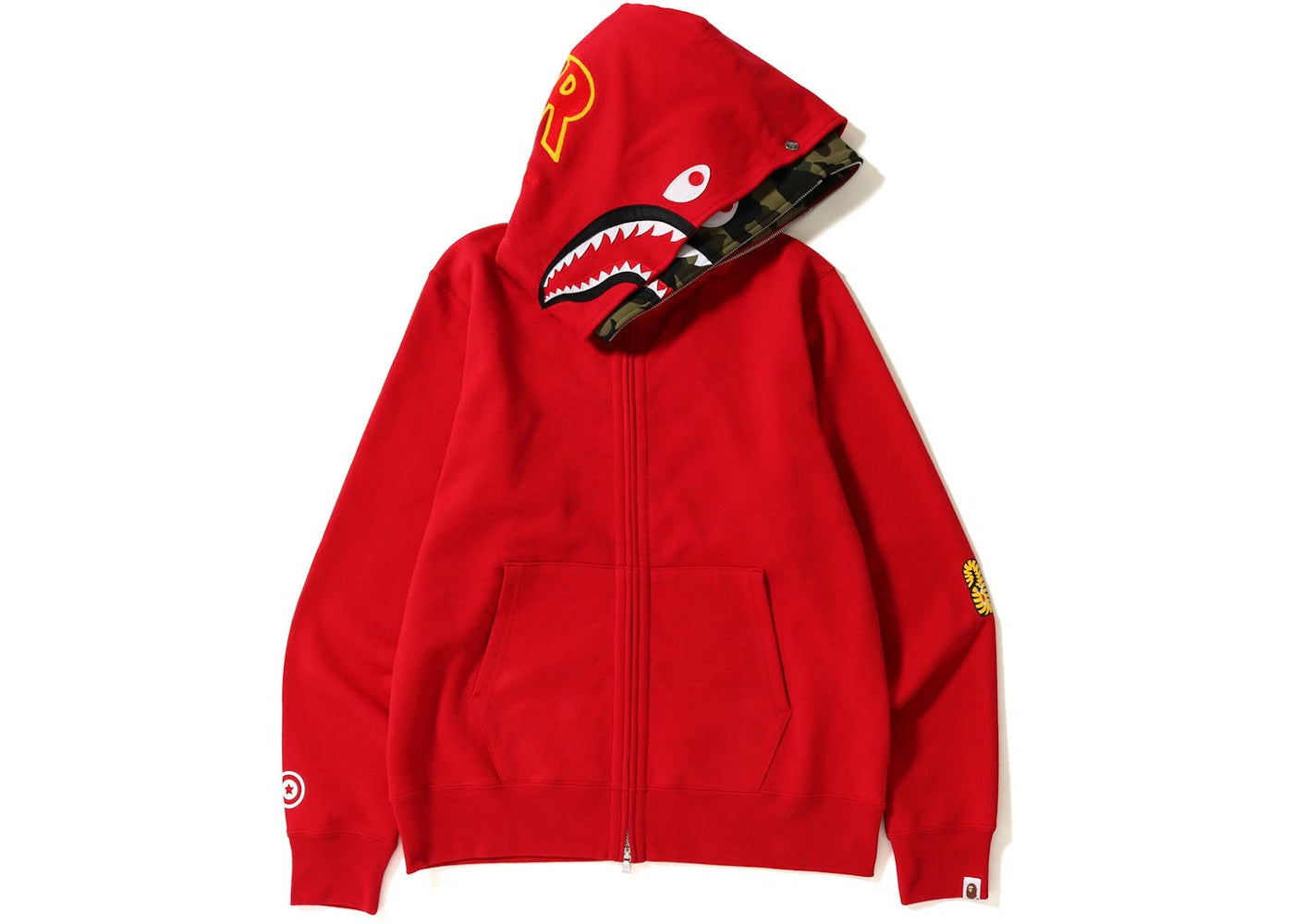 BAPE 2nd Shark Wide Full Zip Double Hoodie Red