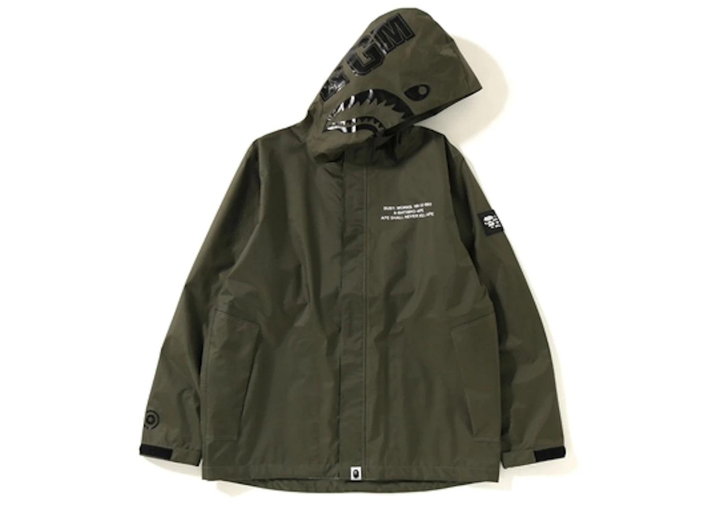 BAPE 3 Layer Shark Hoodie Jacket Olive
