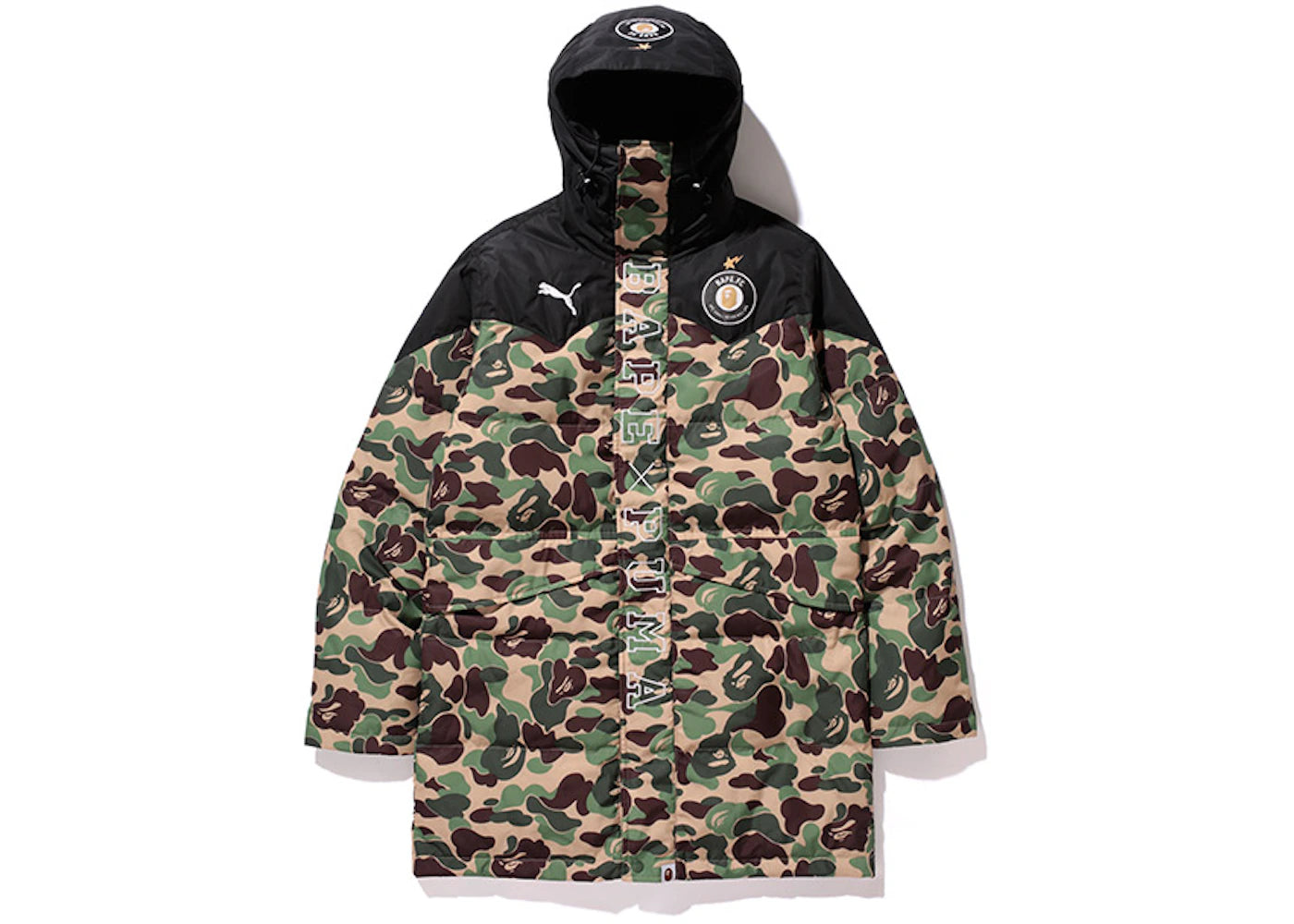 BAPE X Puma ABC Camo Long Down Puffer Jacket Green