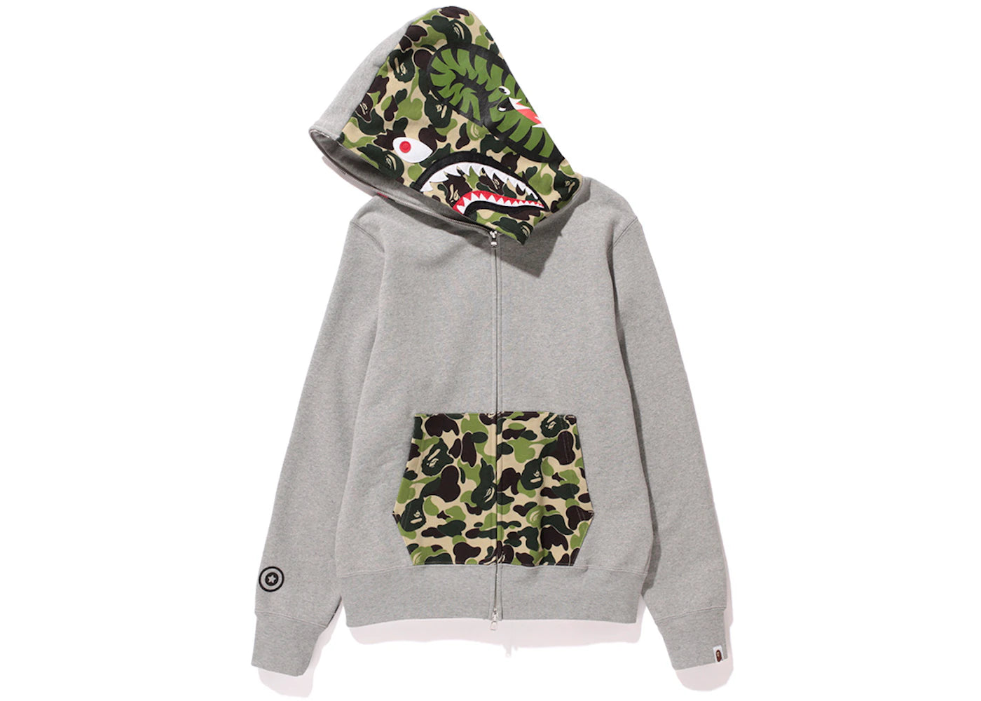 BAPE ABC Camo NW20 Full Zip Shark Hoodie Grey/Green