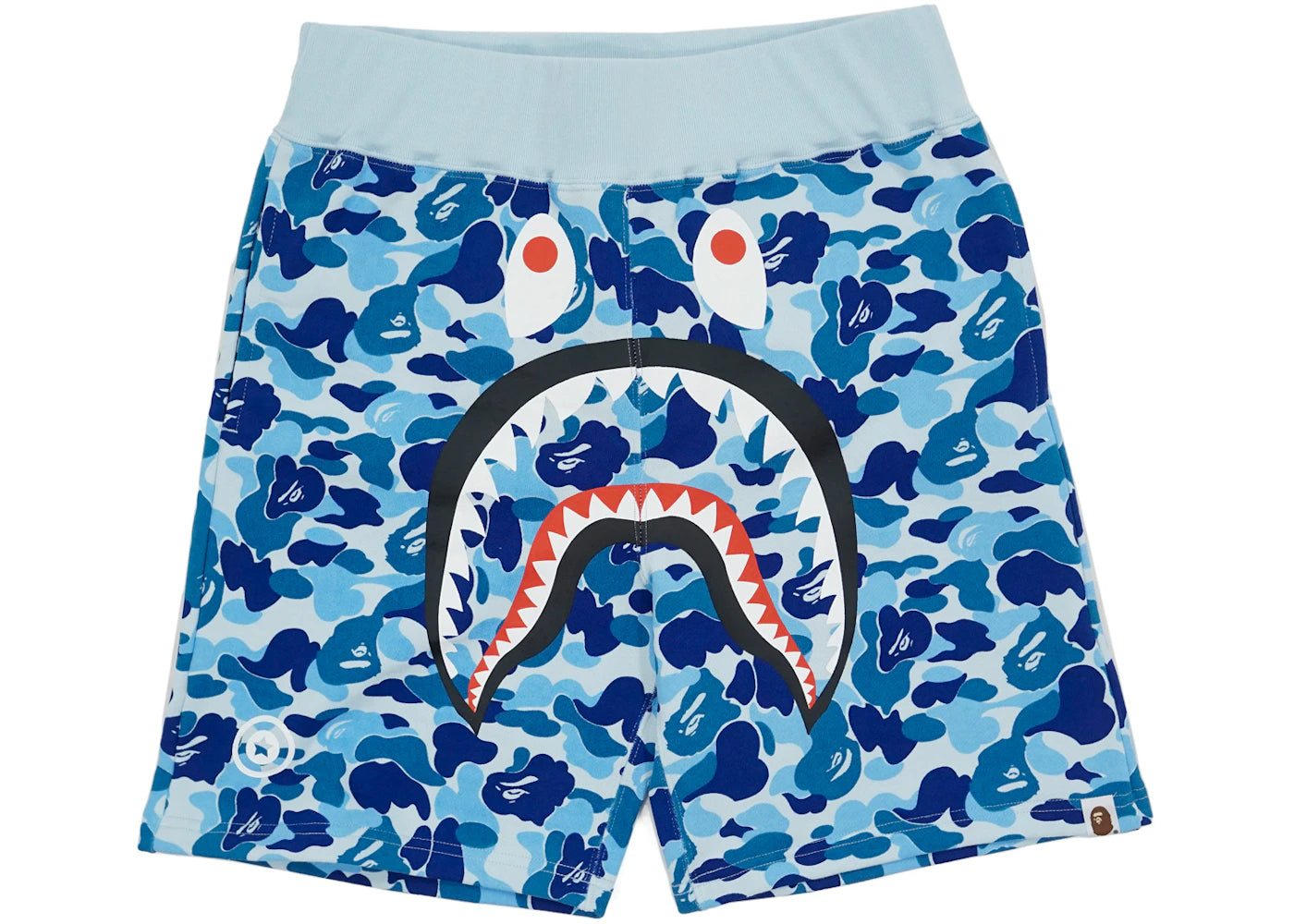 BAPE ABC Camo WGM Print Shark Sweatshorts Light Blue