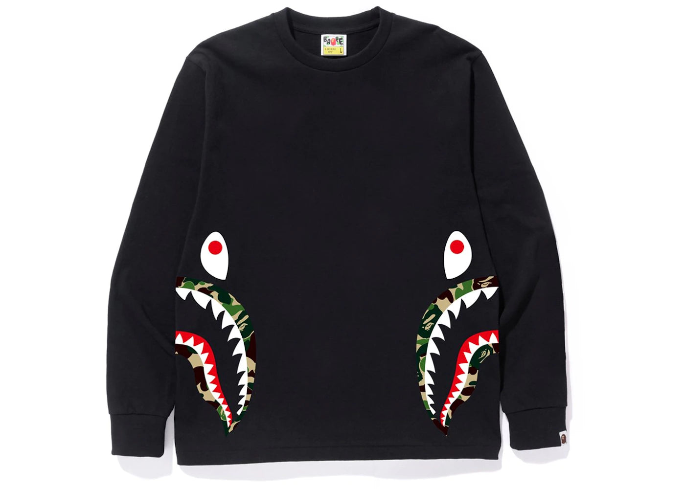 BAPE ABC Side Shark L/S Tee Black/Green