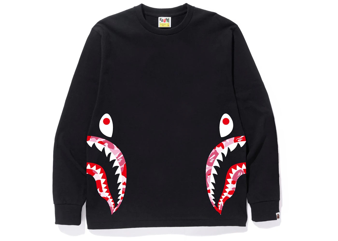 BAPE ABC Side Shark L/S Tee Black/Pink