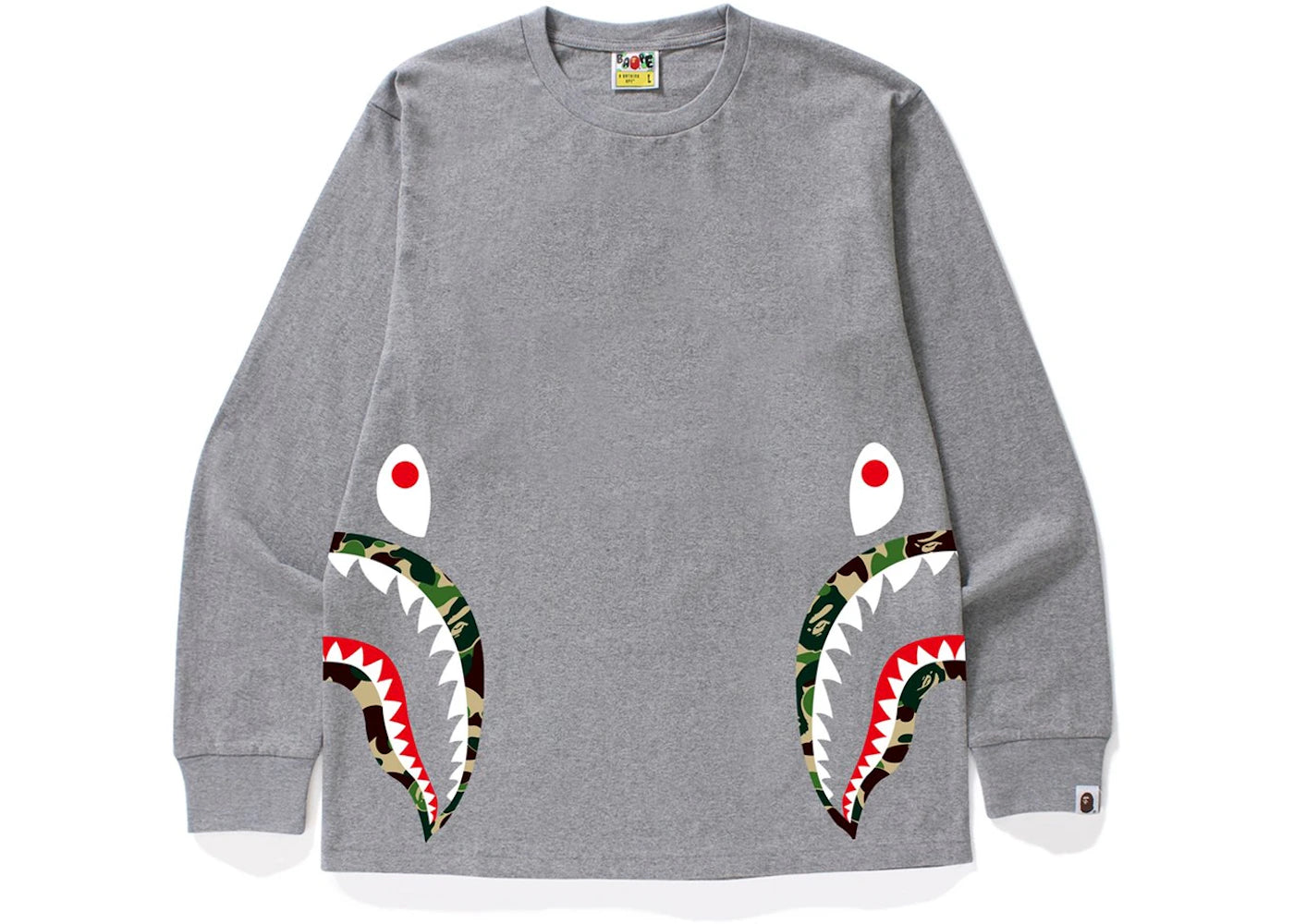 BAPE ABC Side Shark L/S Tee Grey/Green