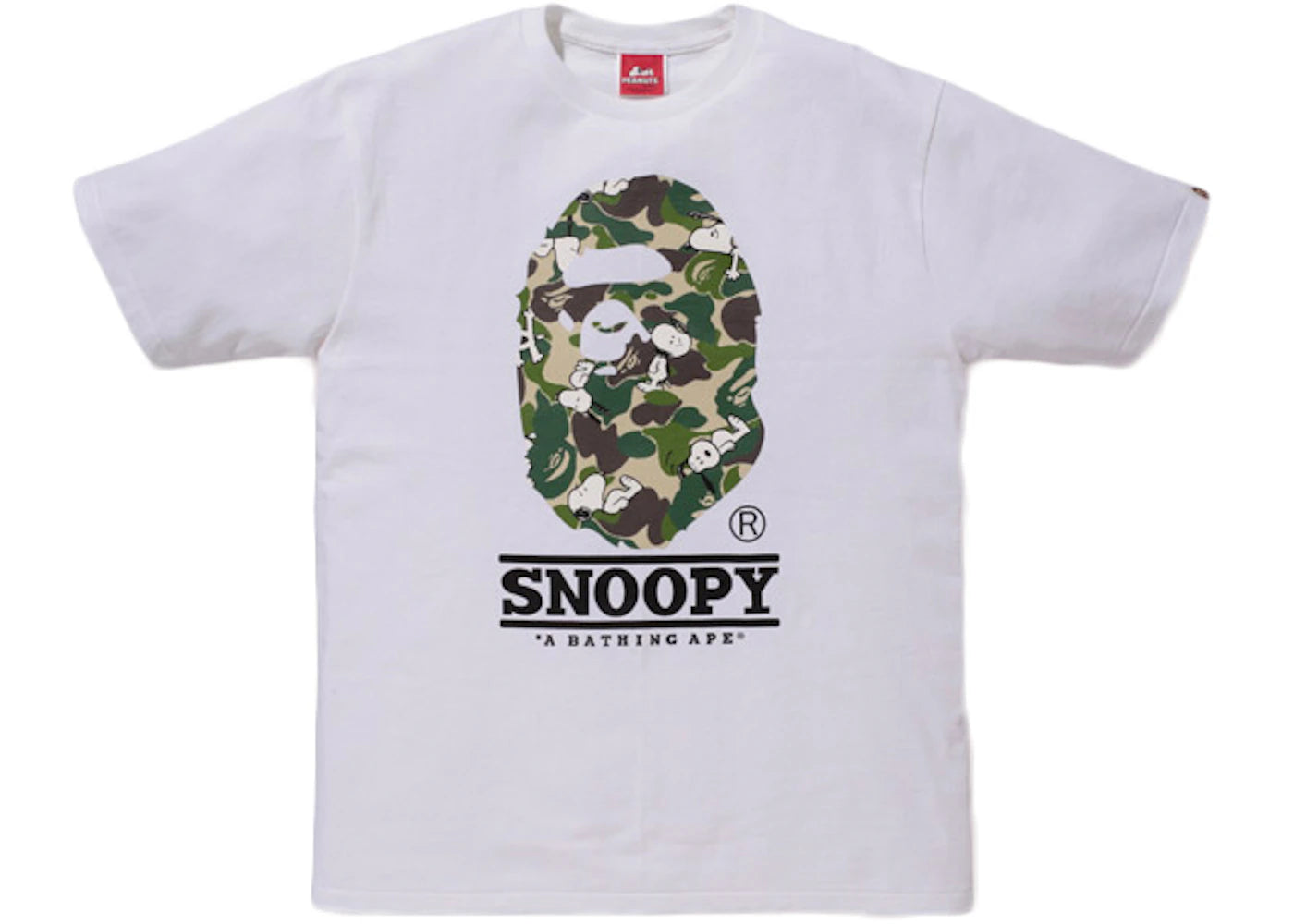 BAPE X Peanuts ABC Snoopy Camo Apehead Tee White/Green