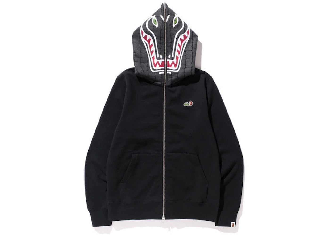BAPE X Lacoste  Aligator Full Zip Hoodie Black