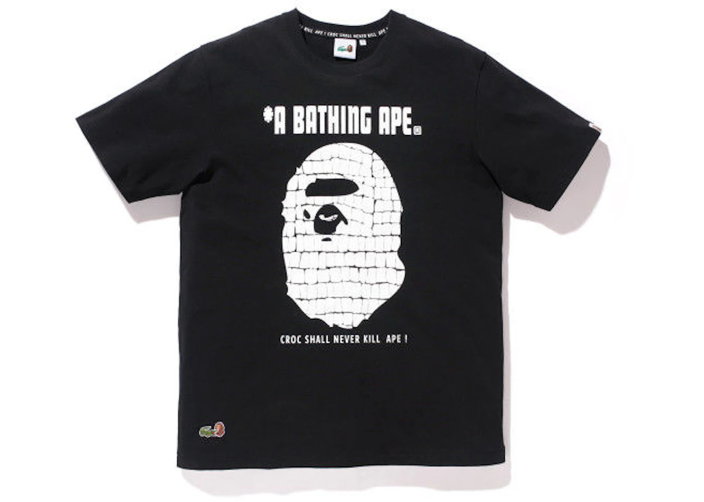 BAPE X Lacoste  Aligator Print Apehead Tee Black