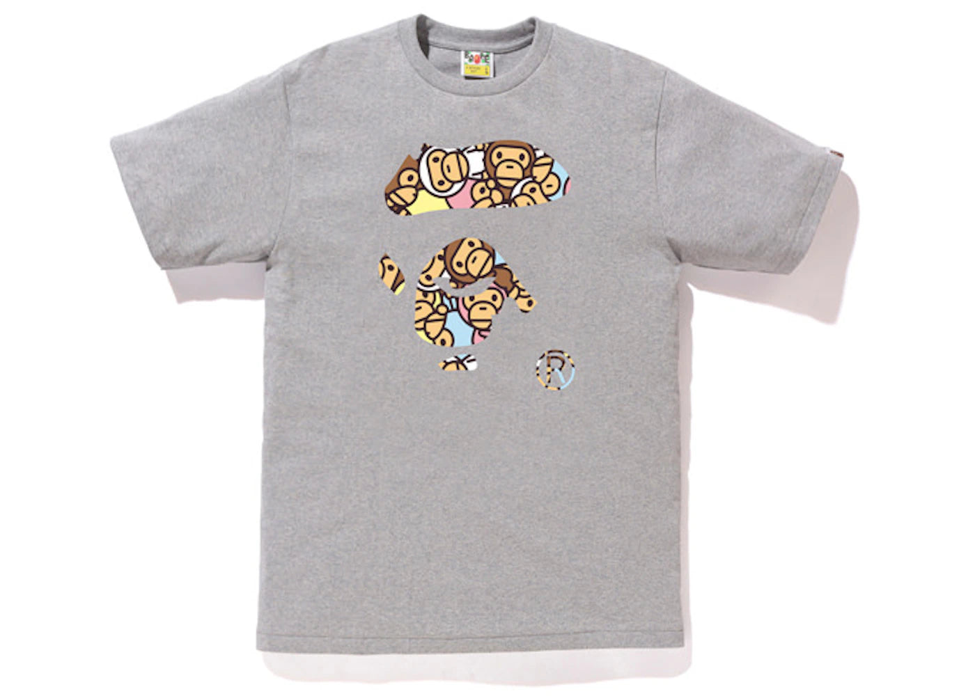 BAPE All Baby Milo Multi Ape Face Tee Gray