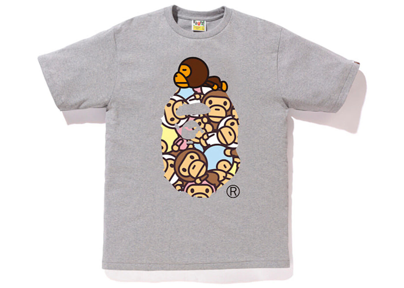 BAPE All Baby Milo Multi Milo on Big Ape Tee Gray