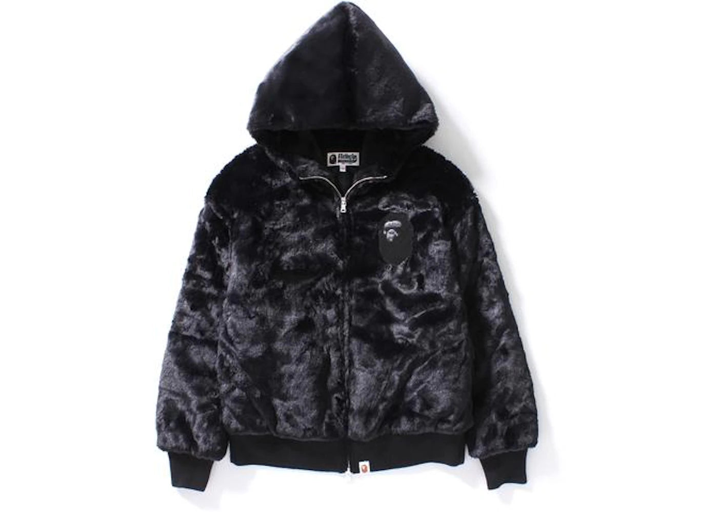 BAPE Ape Head Fur Hoodie L Black