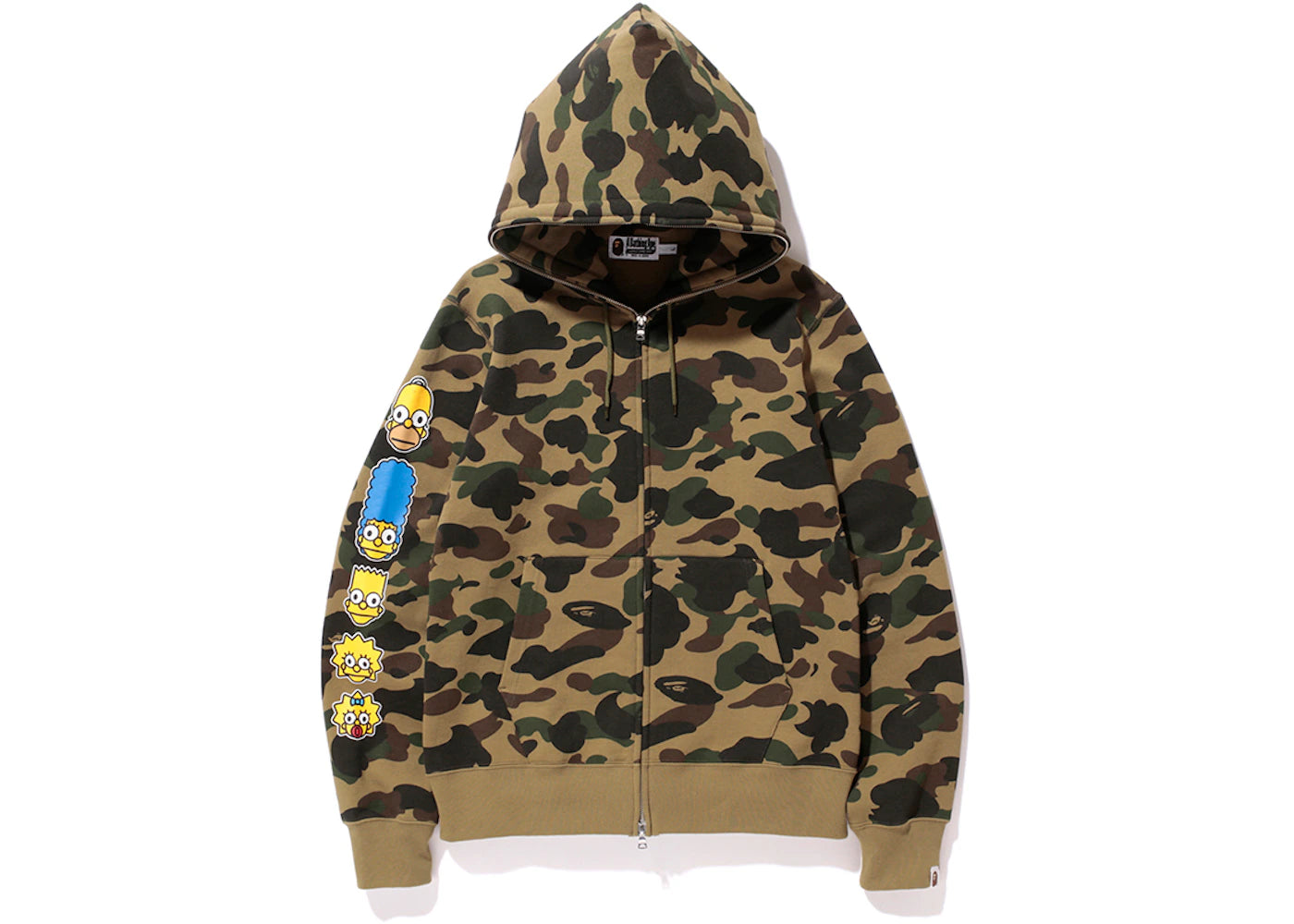 BAPE X The Simpsons Baby Milo 1st Camo Sleeve Print Full Zip Hoodie Green