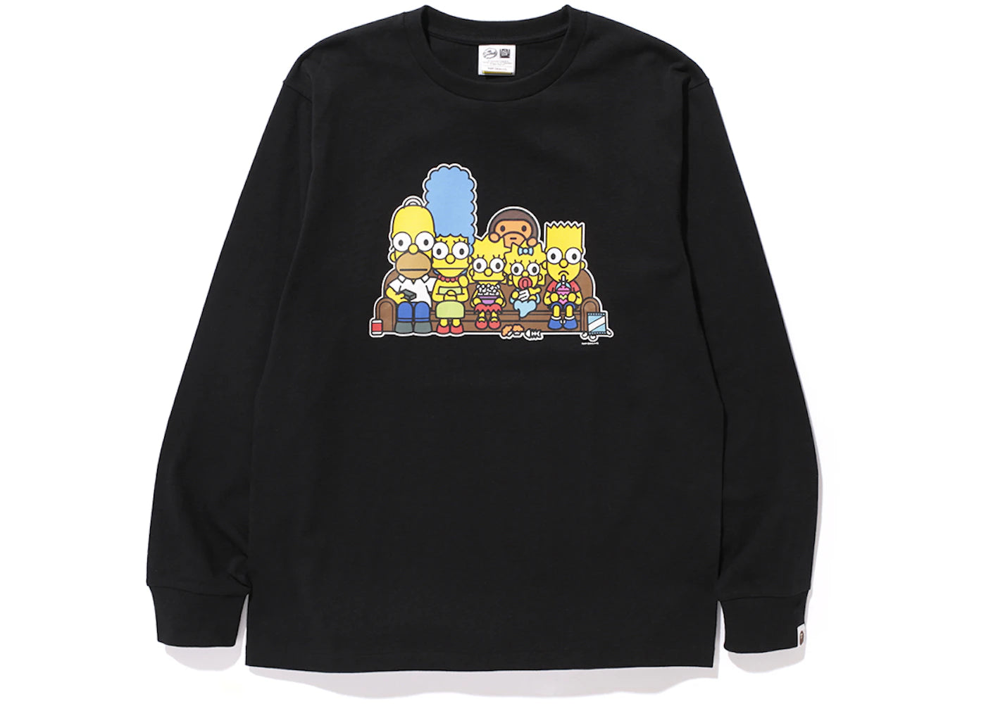 BAPE X The Simpsons Baby Milo Couch Long Sleeve Tee Black