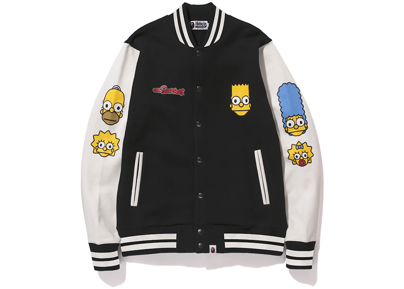 BAPE X The Simpsons Baby Milo Varsity Jacket Black