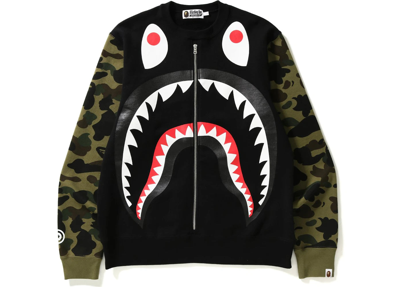 BAPE Metal Zip Big Shark Wide Crewneck Crewneck Black/Green