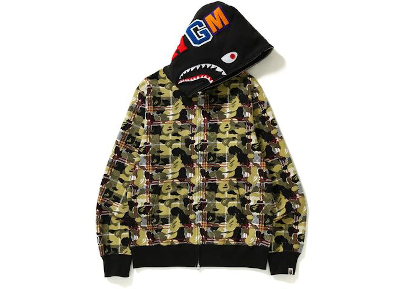 BAPE Check Camo Shark Full Zip  Hoodie Beige