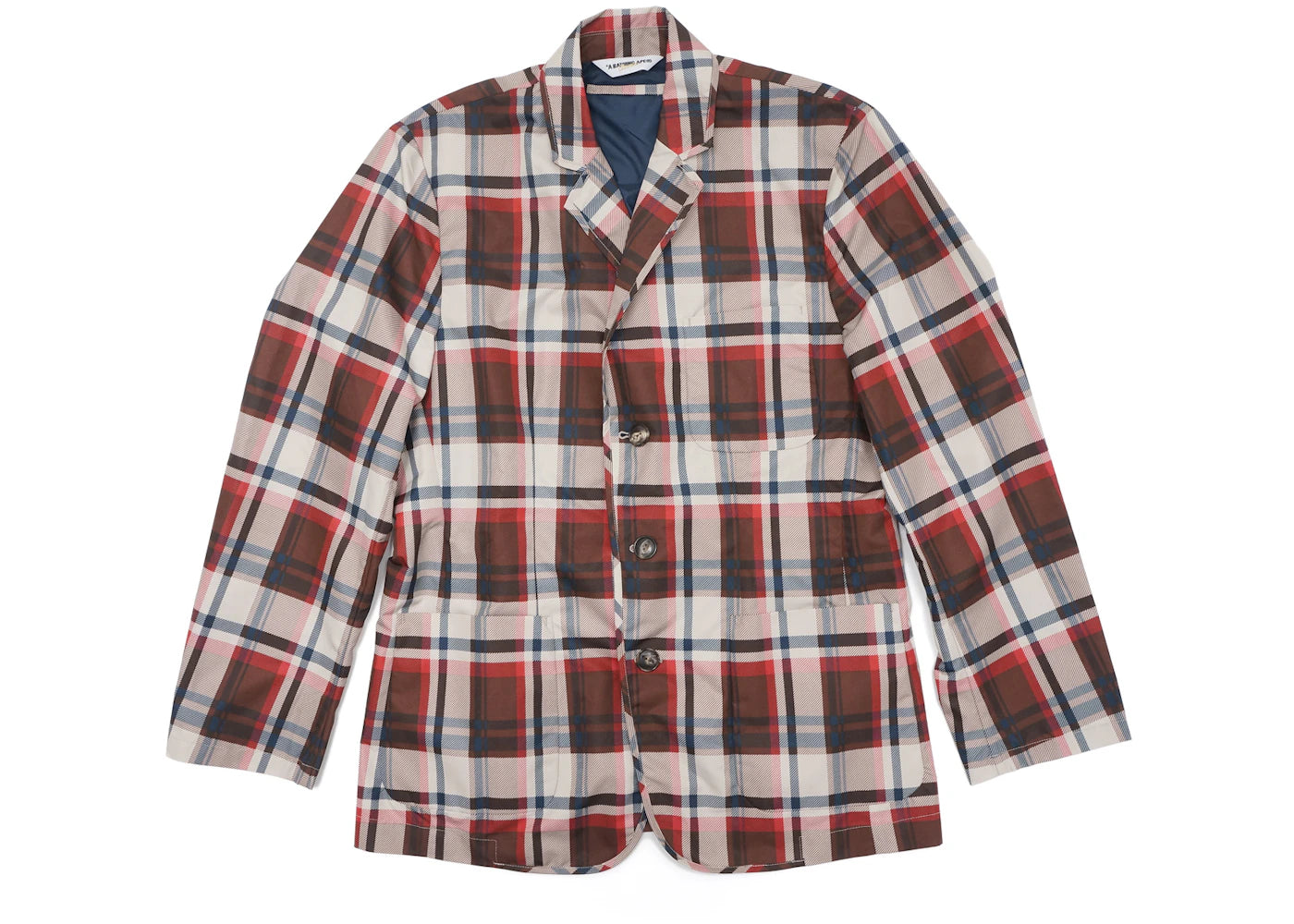 BAPE Check Nylon Sport Coat Blazer Brown/Red