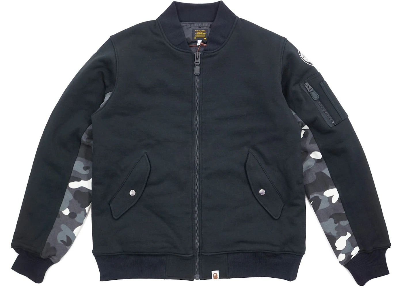 BAPE City Camo Accent Cotton Sweat MA1 Bomber Jacket Black/Glow