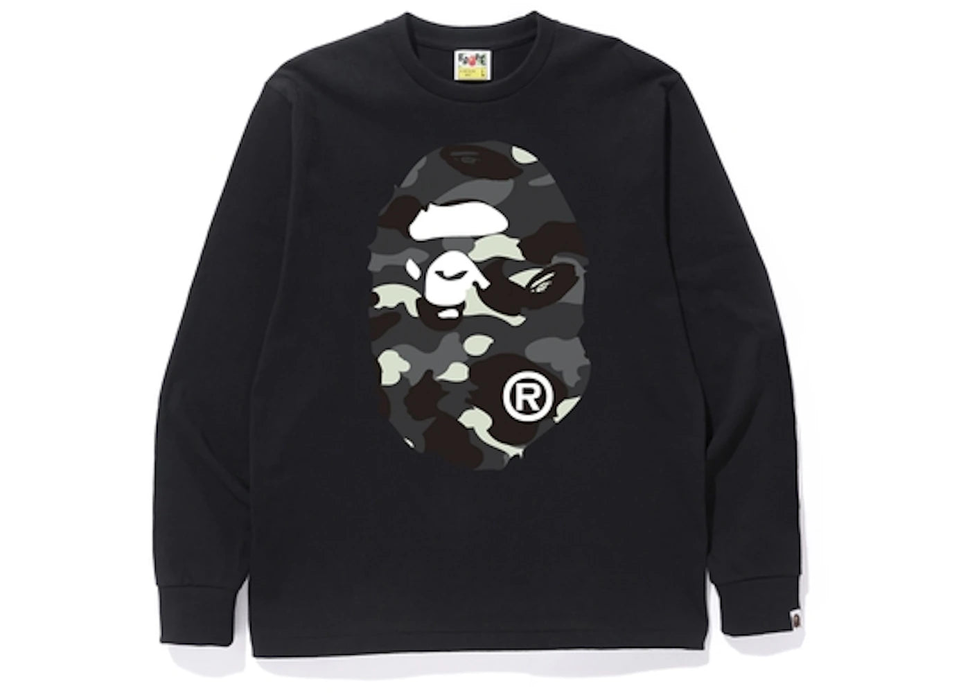 BAPE City Camo Big Ape Head L/S Tee Black