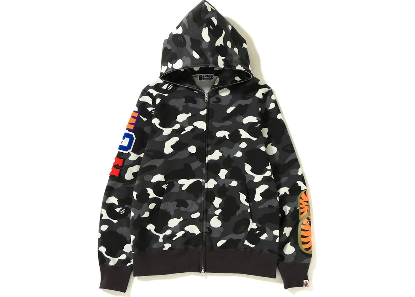 BAPE City Camo Embroidery Shark Full Zip Hoodie Black