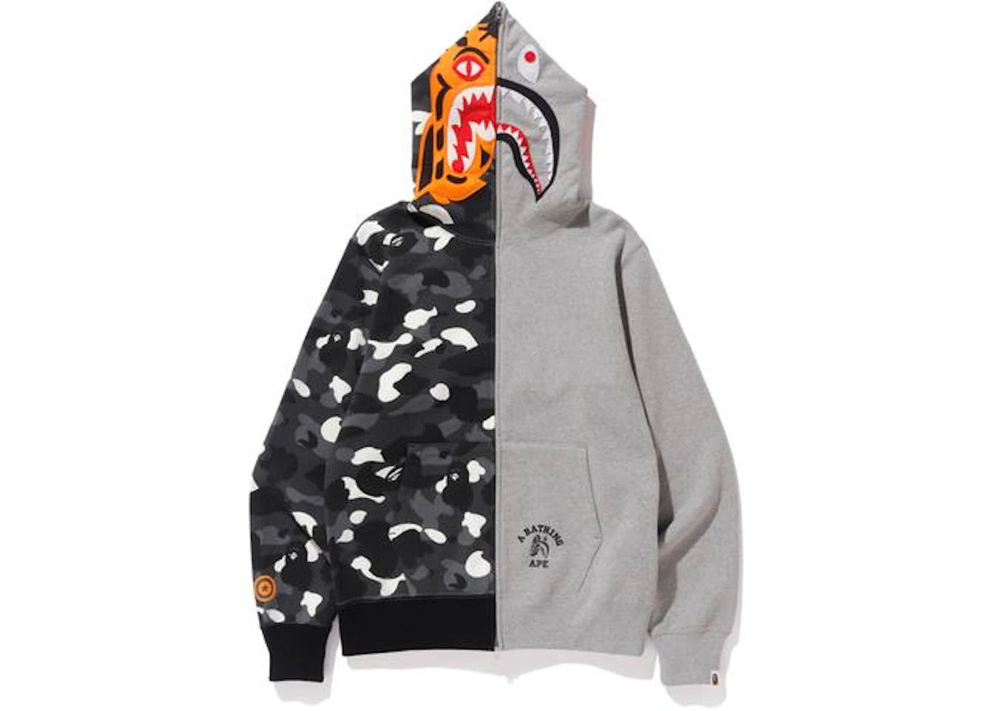 BAPE City Camo Tiger Shark Full Zip Hoodie Gray