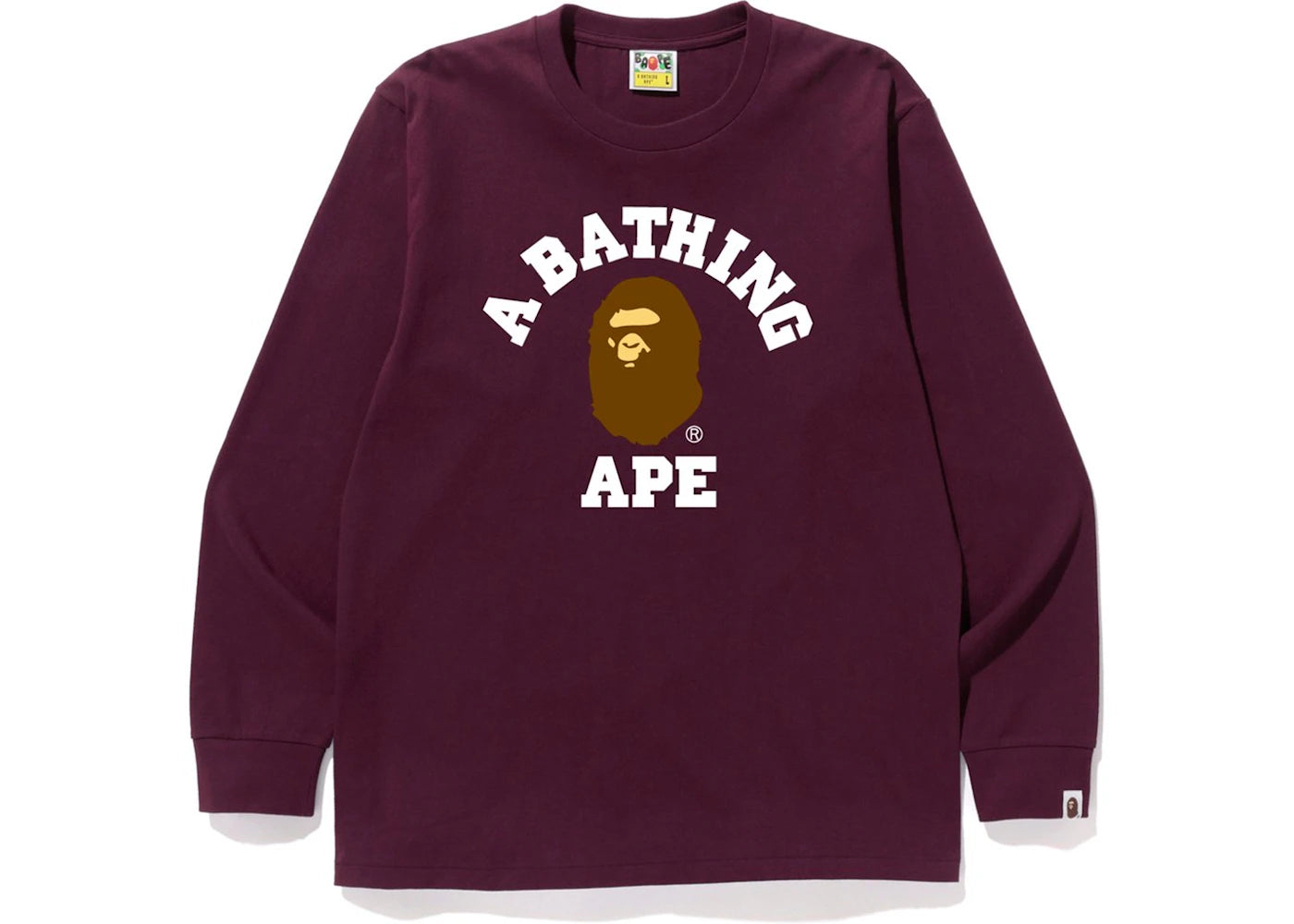 BAPE College L/S Tee (SS19) Burgundy