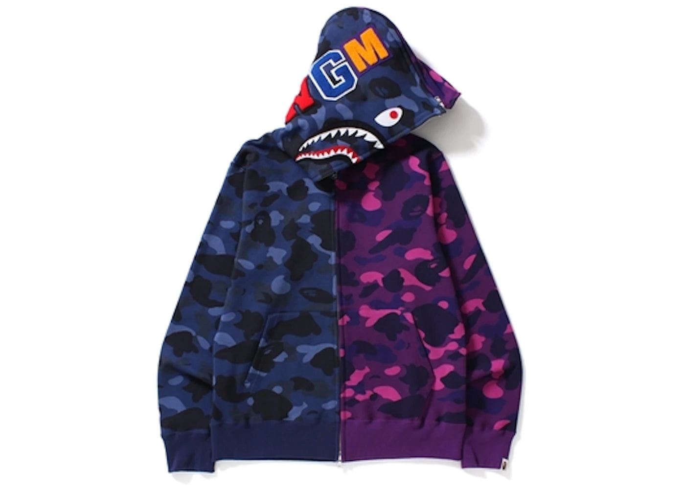 BAPE Color Camo 1/2 Shark Full Zip Hoodie Navy Camo