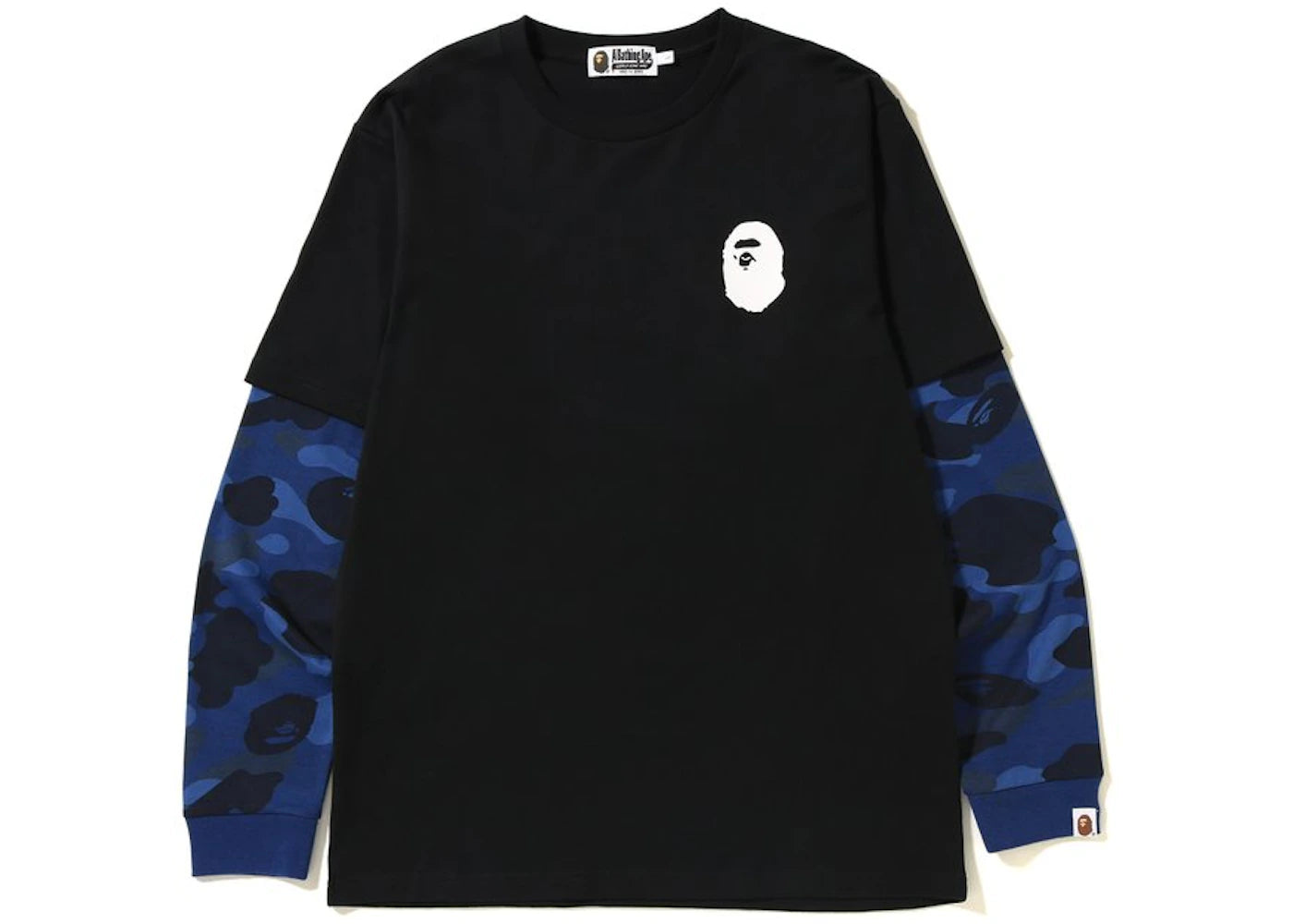 BAPE Color Camo Ape Head Layered L/S Tee Black/Blue