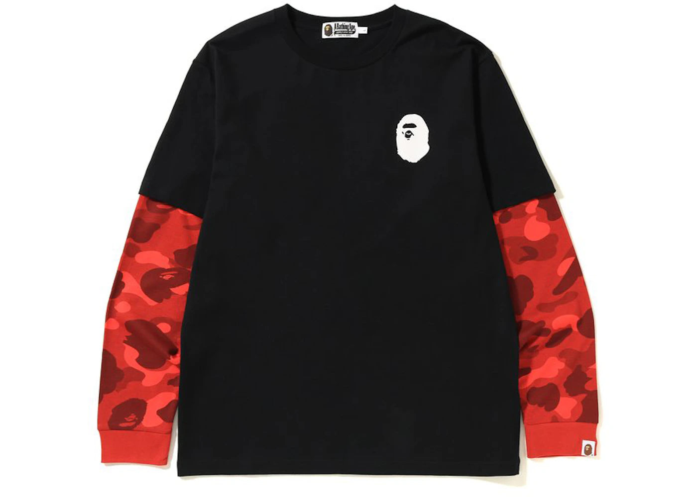 BAPE Color Camo Ape Head Layered L/S Tee Black/Red