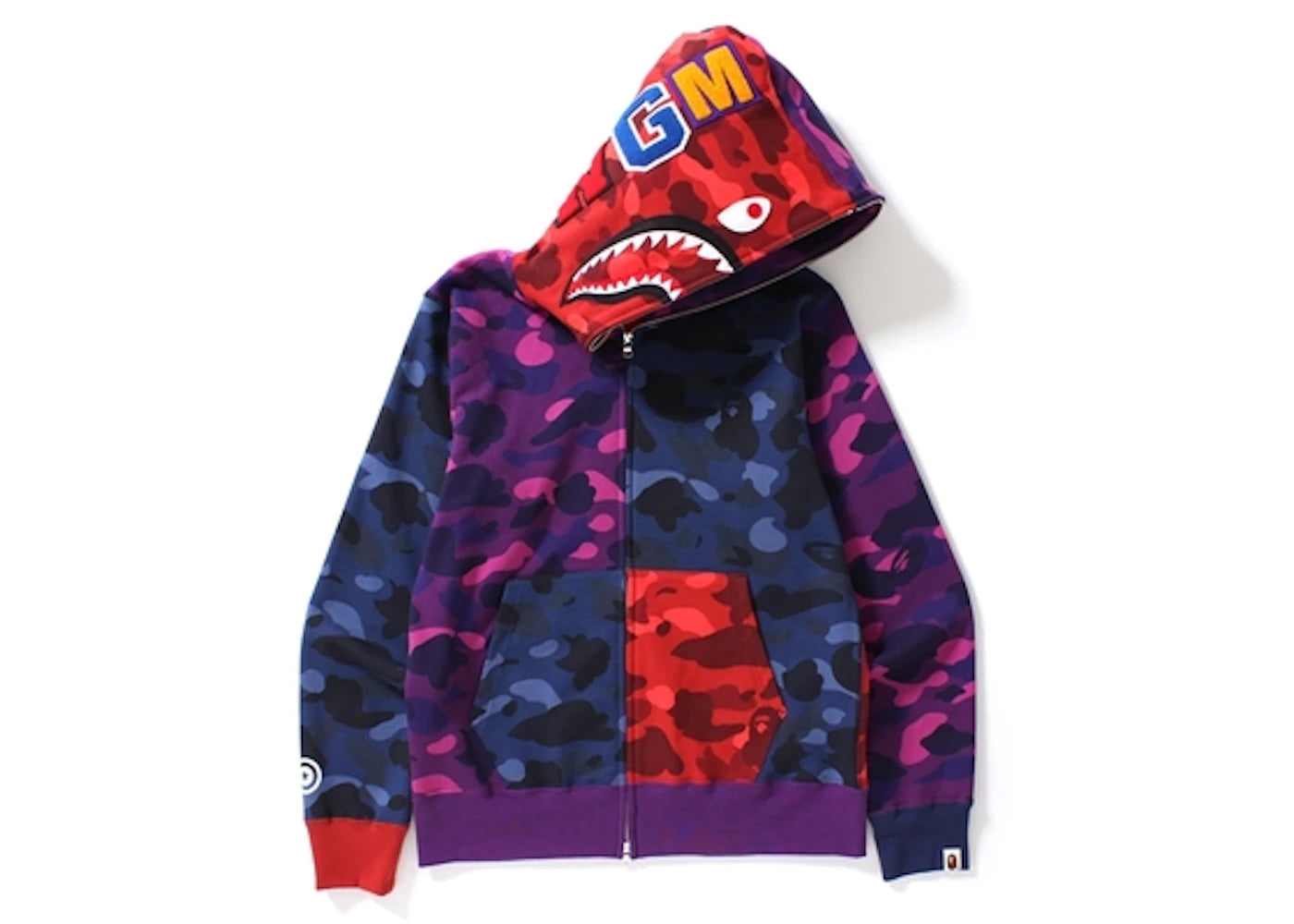 BAPE Color Camo Crazy Shark Full Zip Hoodie Multicolor