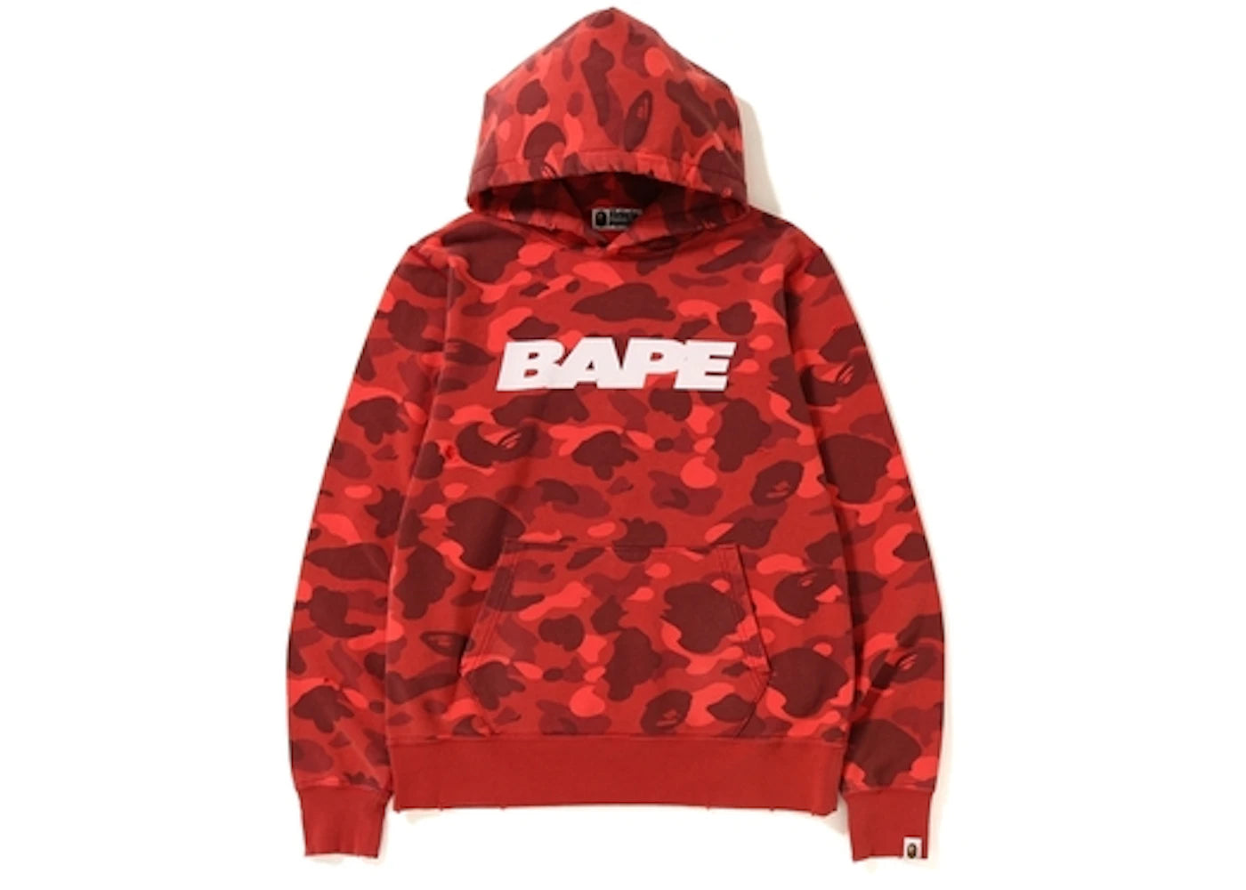 BAPE Color Camo Damage Wide Pullover Hoodie Red
